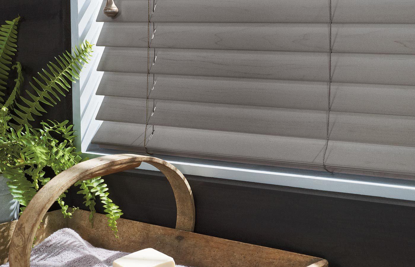 close up photo of Hunter Douglas horizontal blinds