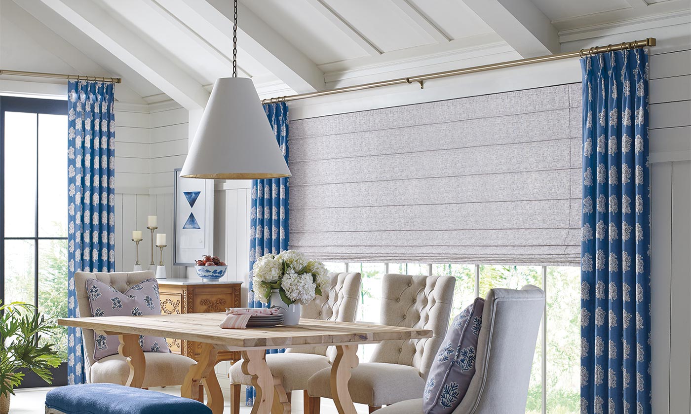 Hunter Douglas Roman Shades in a dinning room