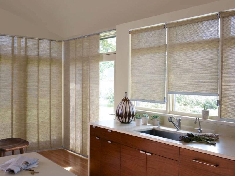 Hunter douglas roman blinds with a woven texture